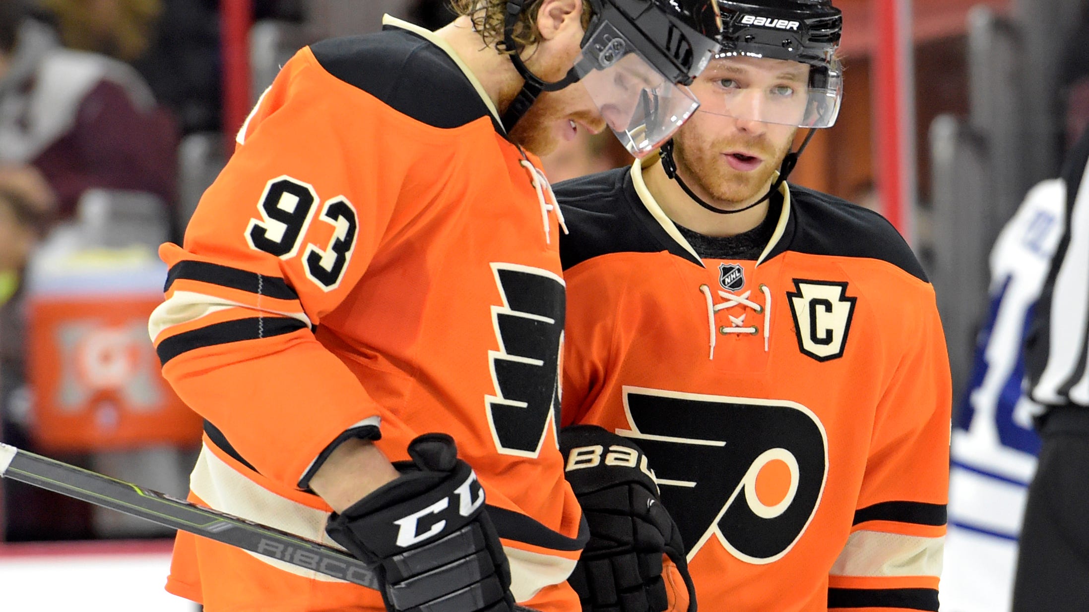 Download Kevin Hayes and Claude Giroux High Five Wallpaper