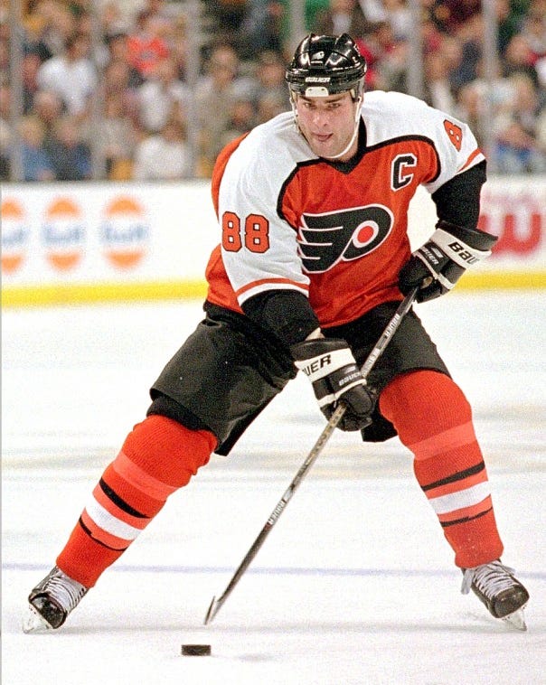 Eric Lindros 1999 Philadelphia Flyers Home Throwback NHL Hockey Jersey
